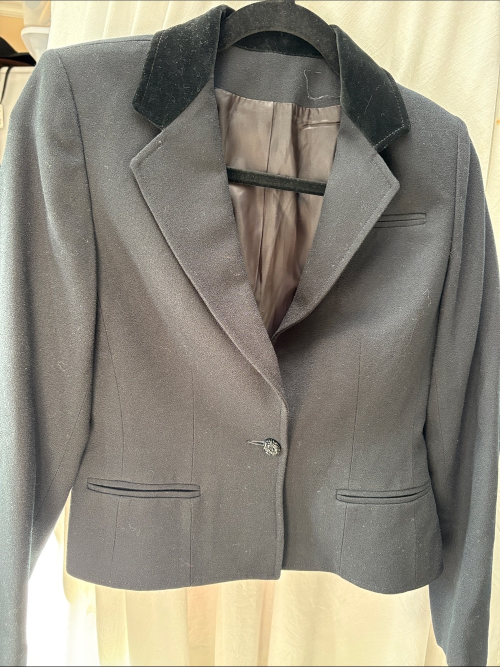 Saks Fifth Avenue Black Velvet-Collar Women's Blazer